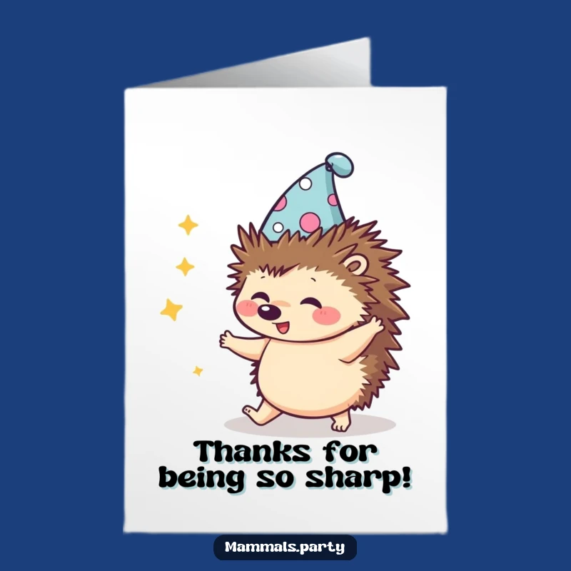 Free Printable Thank You Card: Hedgehog's Goofy Thanks Dance! Downloadable Fun