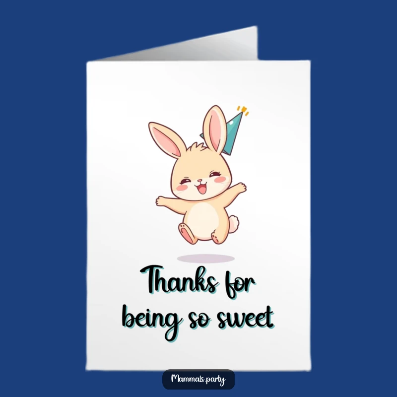 Free Printable Bunny Thank You Card: Funny Party Hat Bounce Downloadable Gift