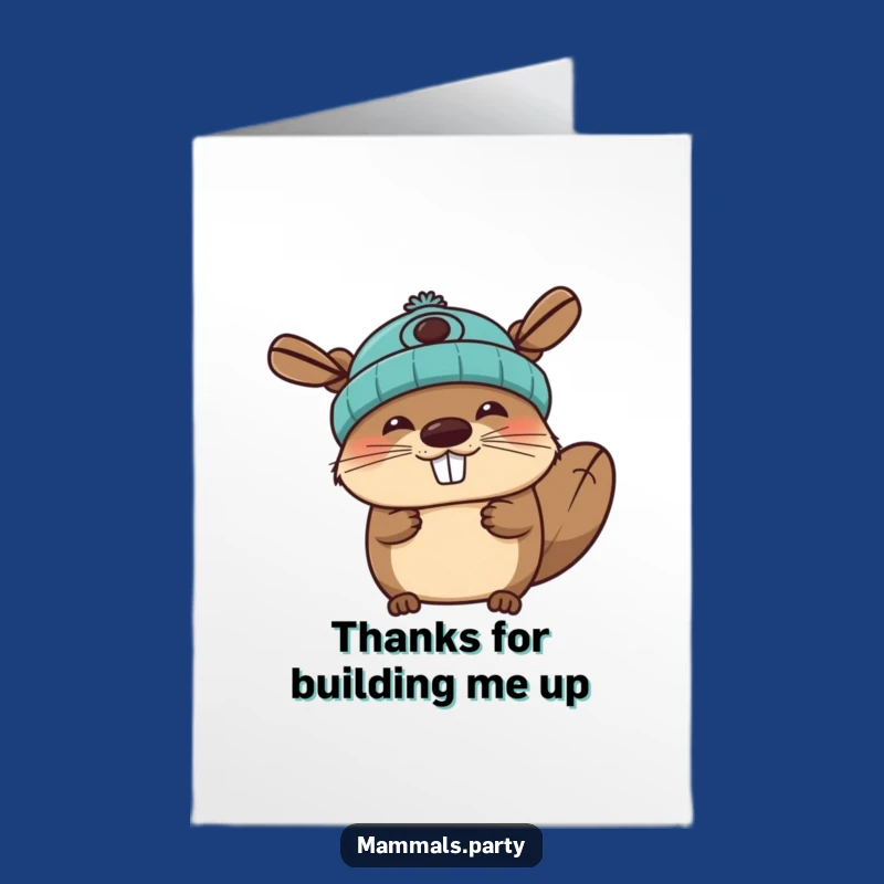 Free Printable Thank You Card: Beaver's Propeller Thanks Funny Downloadable Gift