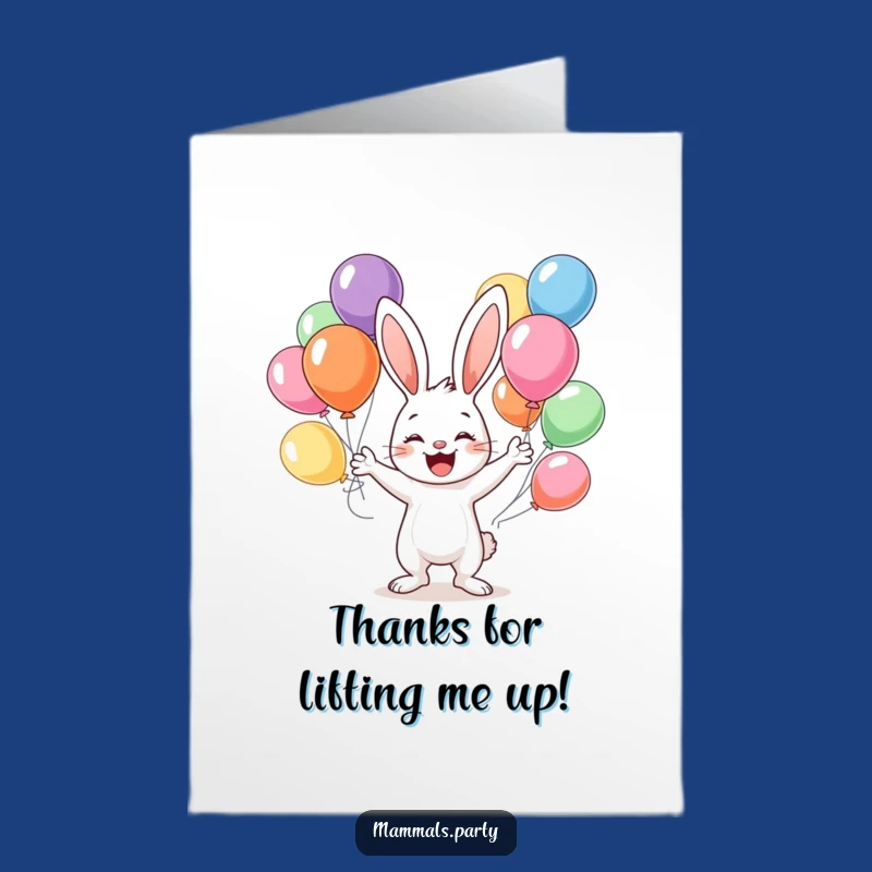 Free Printable Thank You Card: Grateful Bunny Balloon Juggler! Sweet Downloadable Gift.