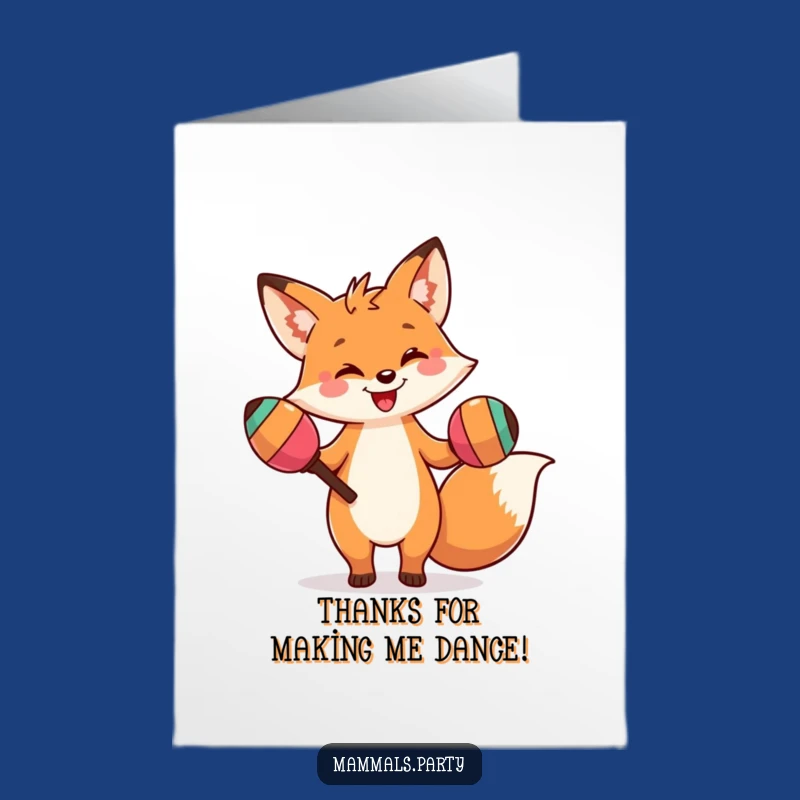 Free Printable Thank You Card: Amusing Fox Maracas Appreciation! Funny Downloadable Gift.