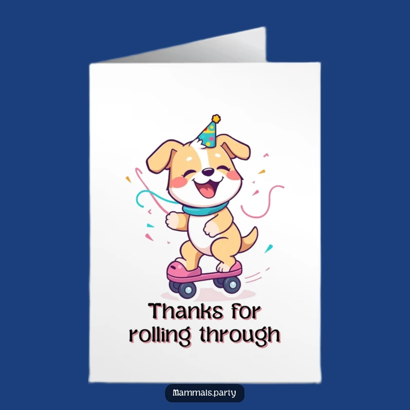 Free Printable Thank You Card: Dog Roller Skate Humor Downloadable