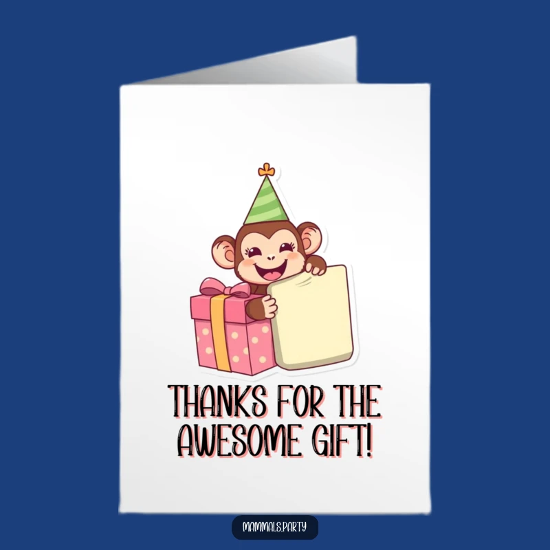 Free Printable Thank You Card: Monkey Present Humor Downloadable