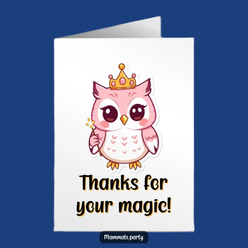 Free Printable Thank You Card: Kawaii Owl Blessings! Enchanting Downloadable Gift.