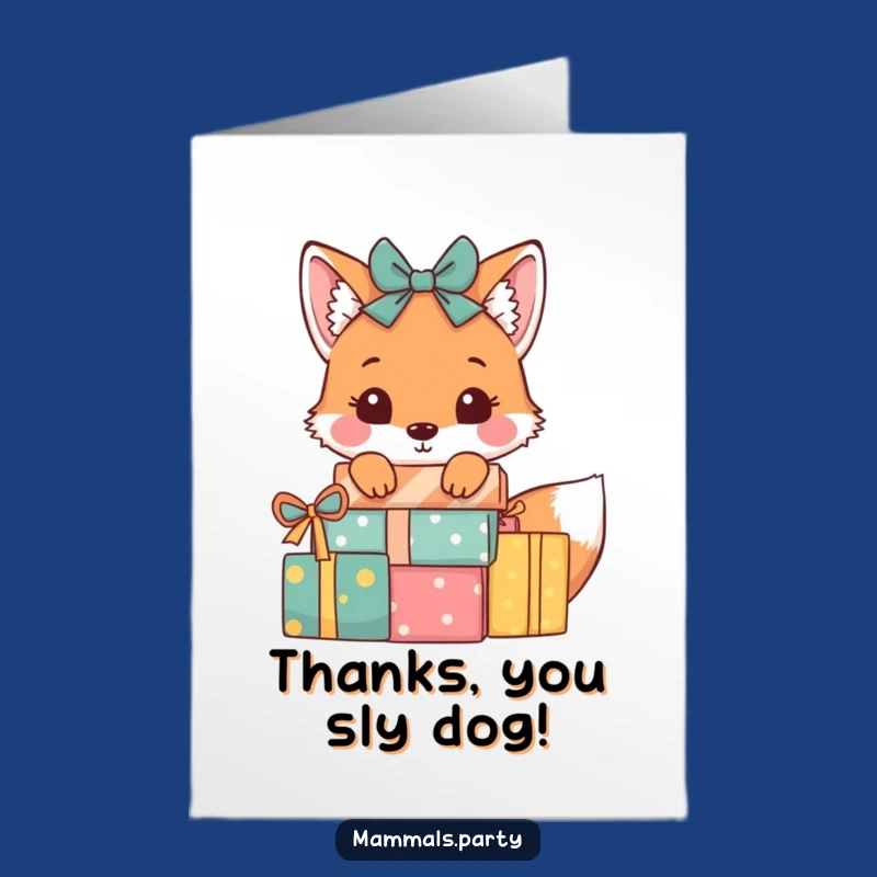 Free Printable Fox Thank You Card: Present Peek Downloadable