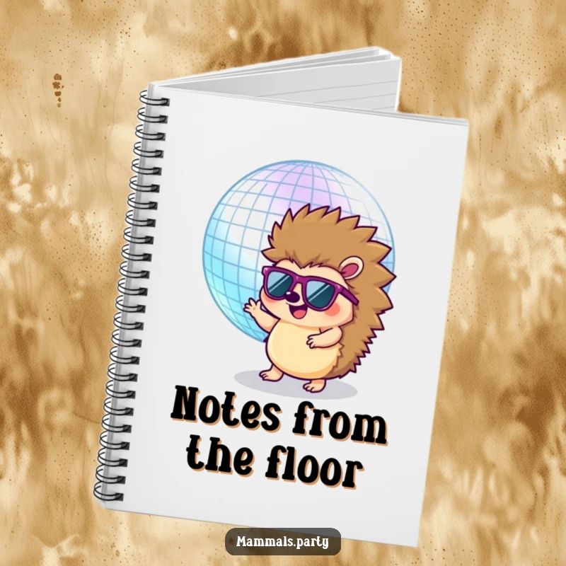 Funny Hedgehog Notebook: A cool hedgehog with sunglasses dances with a disco ball, perfect for jotting down groovy ideas.