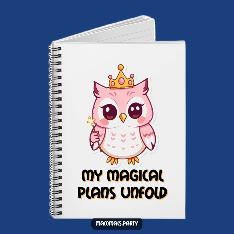 Funny Kawaii Owl Notebook: Jot Down Spells with a Royal Owl