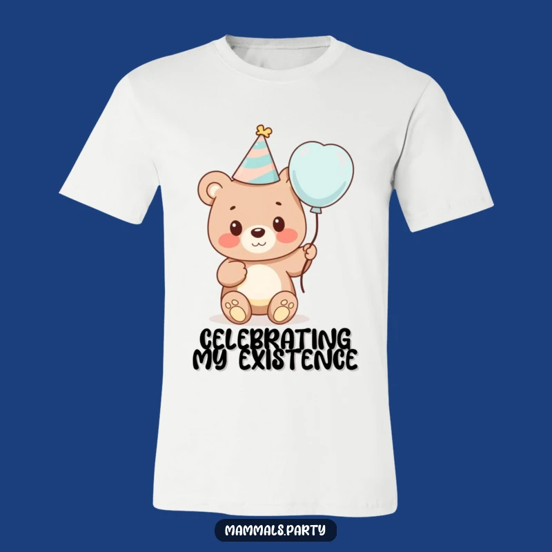 Funny Bear Party Hat T-Shirt - Cute Cartoon Bear Tee for Festivities