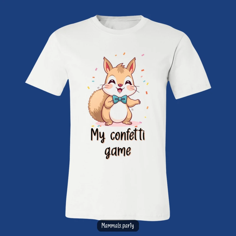 Funny Kawaii Squirrel Bow Tie Confetti T-Shirt - Hilarious Party Tee