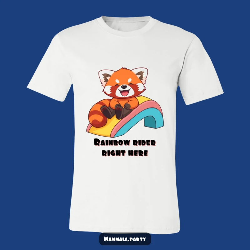 Funny Red Panda Rainbow Slide T-Shirt - Giggling Animal Tee Gift
