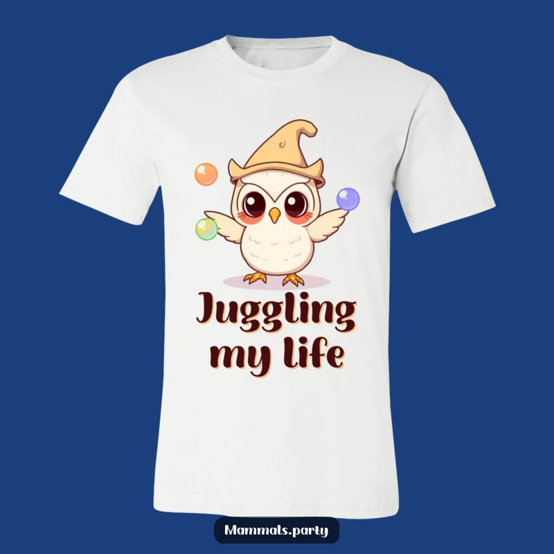 Funny Juggling Owl T-Shirt: Unique Magic Tee for Curious Souls