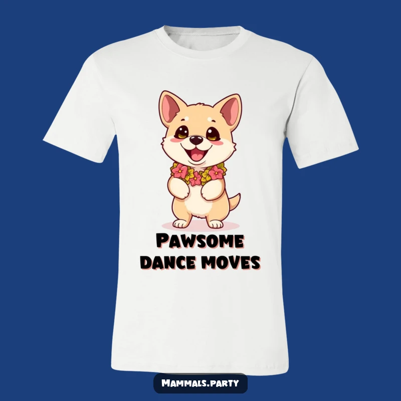 Funny Kawaii Dog Lei T-Shirt, Hilarious Dance Party Pup Design