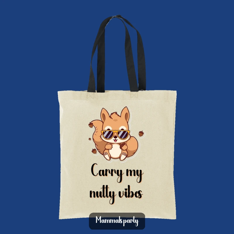 Funny Kawaii Squirrel DJ Tote Bag: Acorn Beats Style, Perfect Gift for Groovy Shoppers