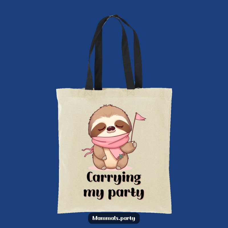 Funny Sleepy Sloth Party Tote Bag - Waving Flag, Casual Carry-All