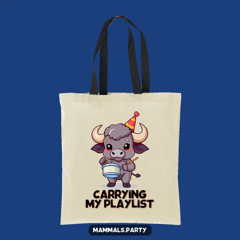 Funny Buffalo Air Drumming Tote Bag: Hilarious Accessory for Music Lovers
