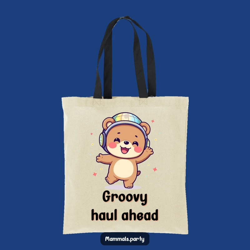 Funny Disco Bear Tote Bag: Carry Your Moves with Style