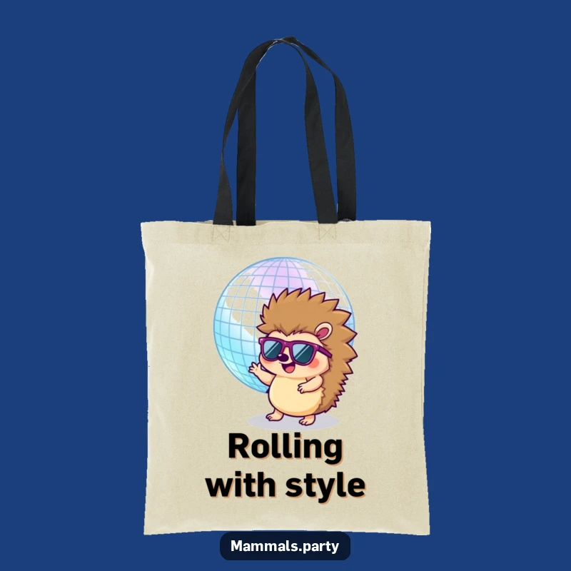 Funny Hedgehog Disco Tote Bag: Carry Your Grooves in Style