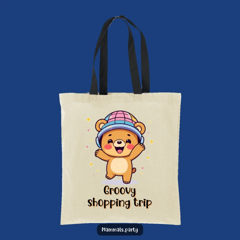 Funny Disco Bear Tote Bag - Happy Dancing Yogi, Practical Retro Funny Gift