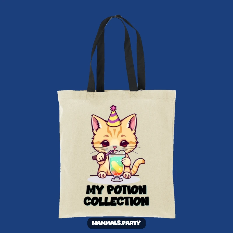 Funny Kawaii Cat Party Drink Tote Bag, Stylish and Hilarious Cocktail Carryall